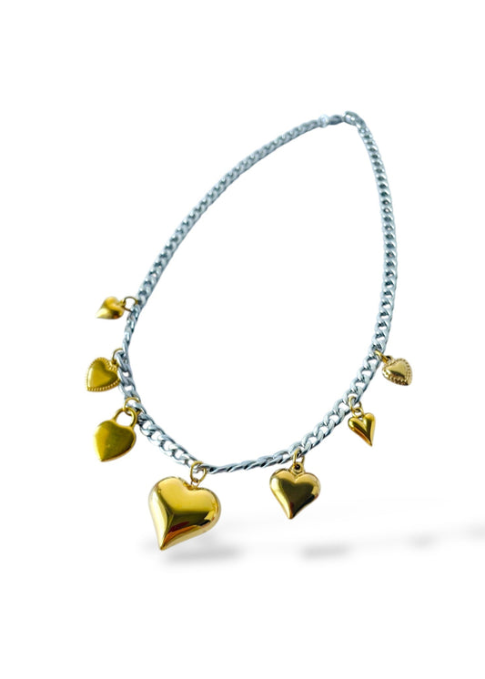 Colar Heart of Gold and Silver